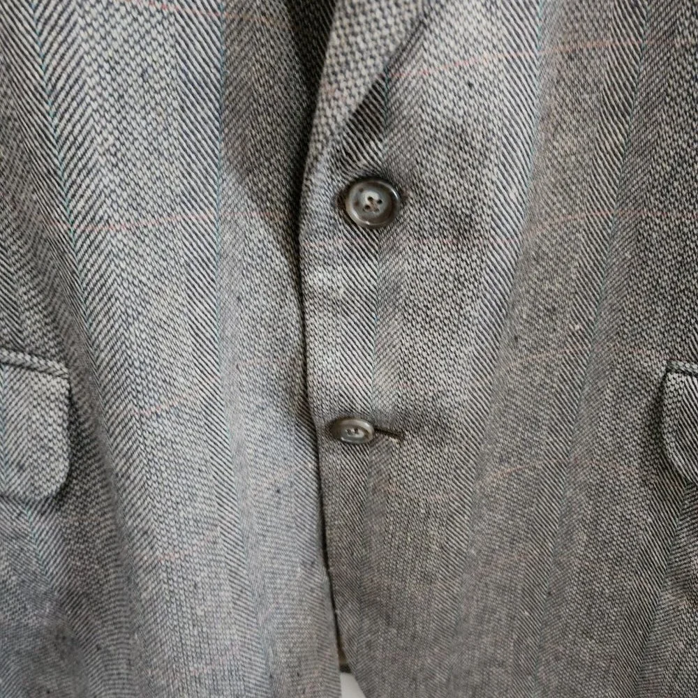 VTG Stafford Gray Herringbone 2 Button Suit Jacket Blazer Size 46L‎ USA MADE